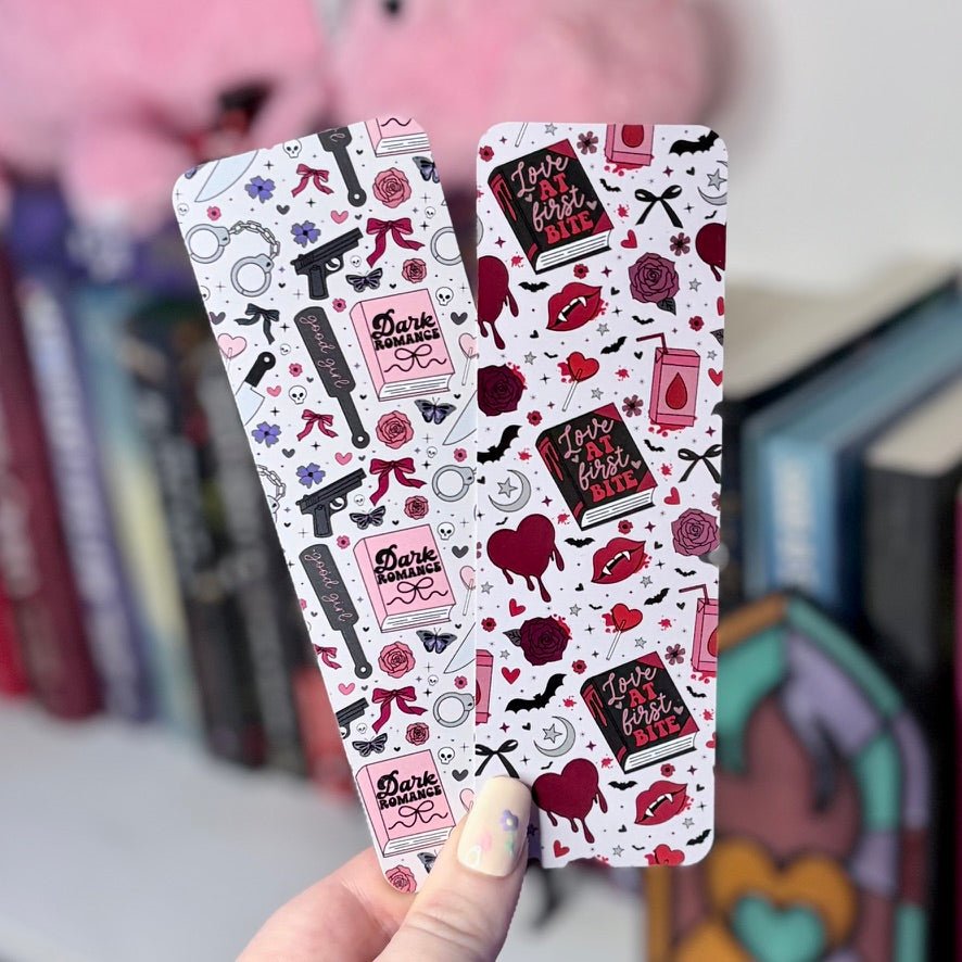 Dark Romance Symbols Dual - Sided Matte Cardstock Bookmark - Awfullynerdy.co