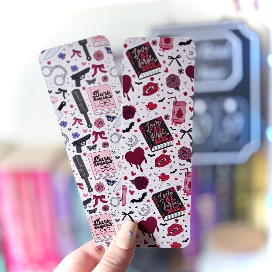 Dark Romance Symbols Dual - Sided Matte Cardstock Bookmark - Awfullynerdy.co