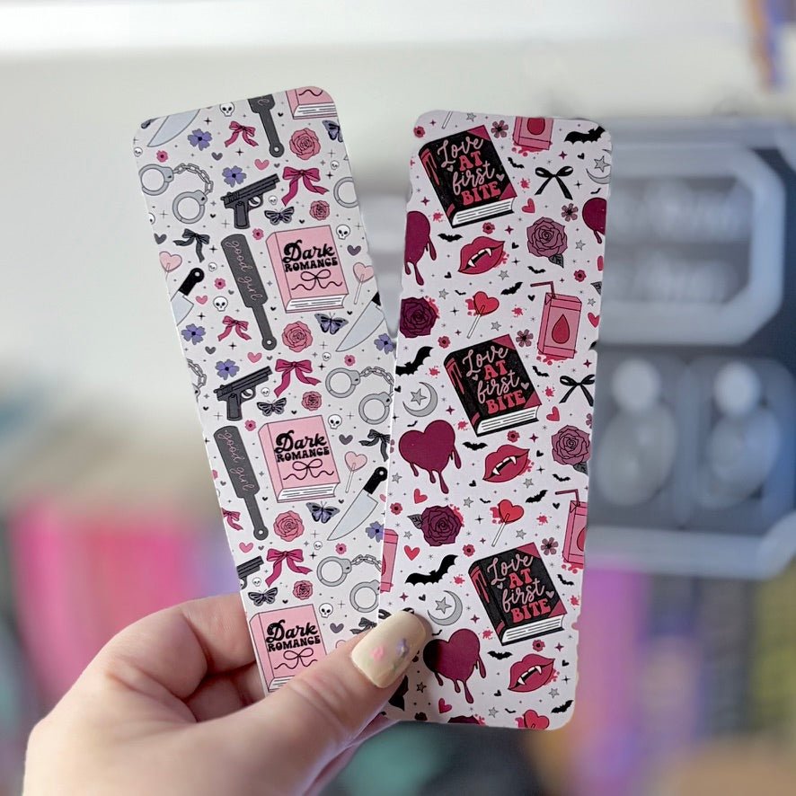 Dark Romance Symbols Dual - Sided Matte Cardstock Bookmark - Awfullynerdy.co