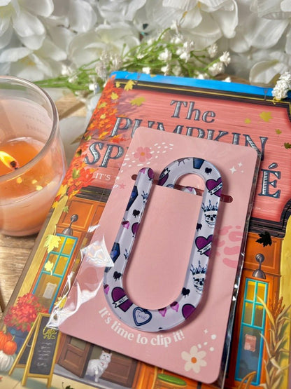 Dark Romance Symbols Jumbo Acrylic Paperclip Sublimated Bookmark – Bookish Page Holder - Awfullynerdy.co