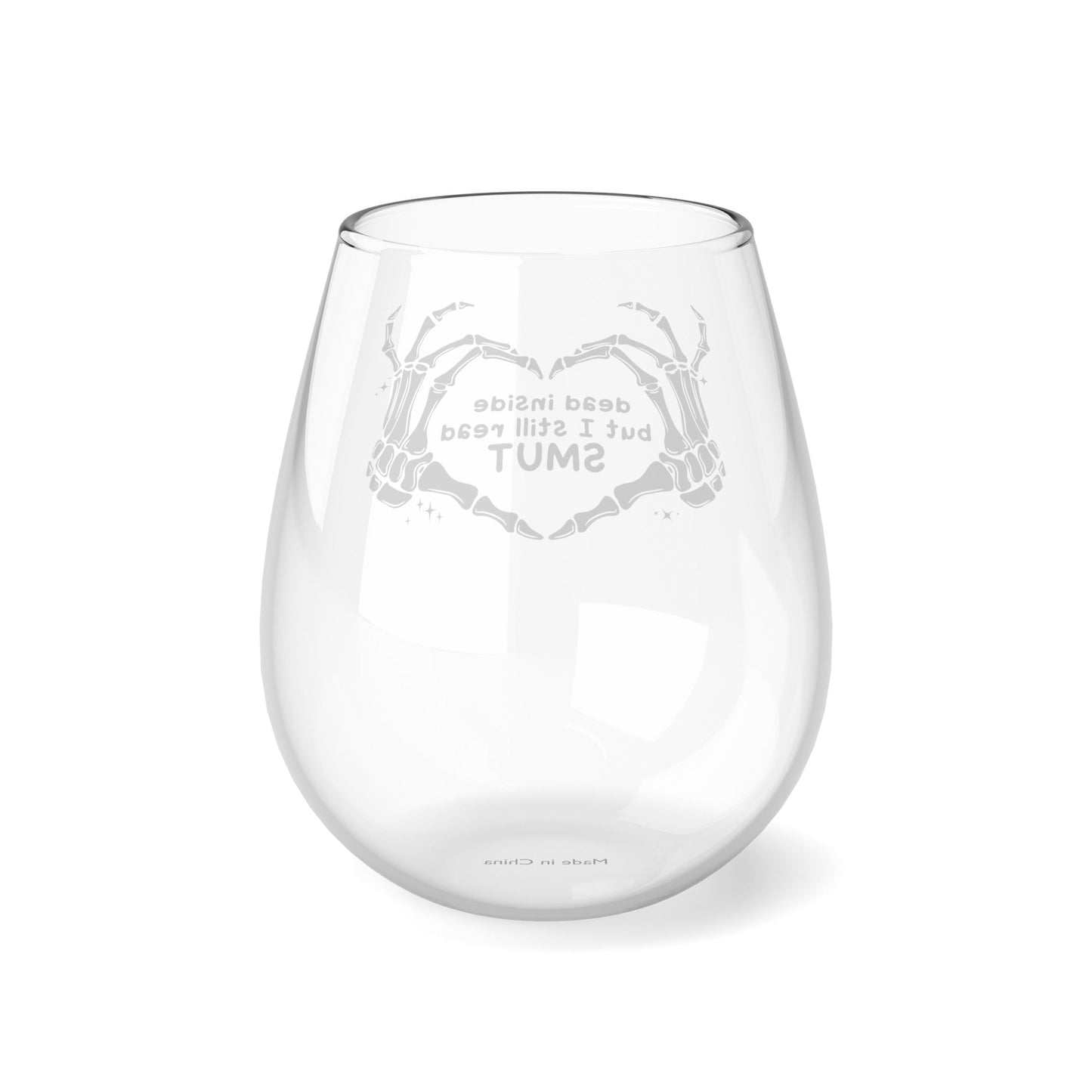 Dead Inside But I Still Read Smut Stemless Wine Glass, 11.75oz - Awfullynerdy.co