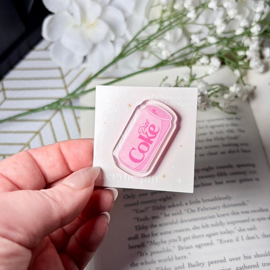 Diet Coke Sparkle Acrylic Pin - Awfullynerdy.co