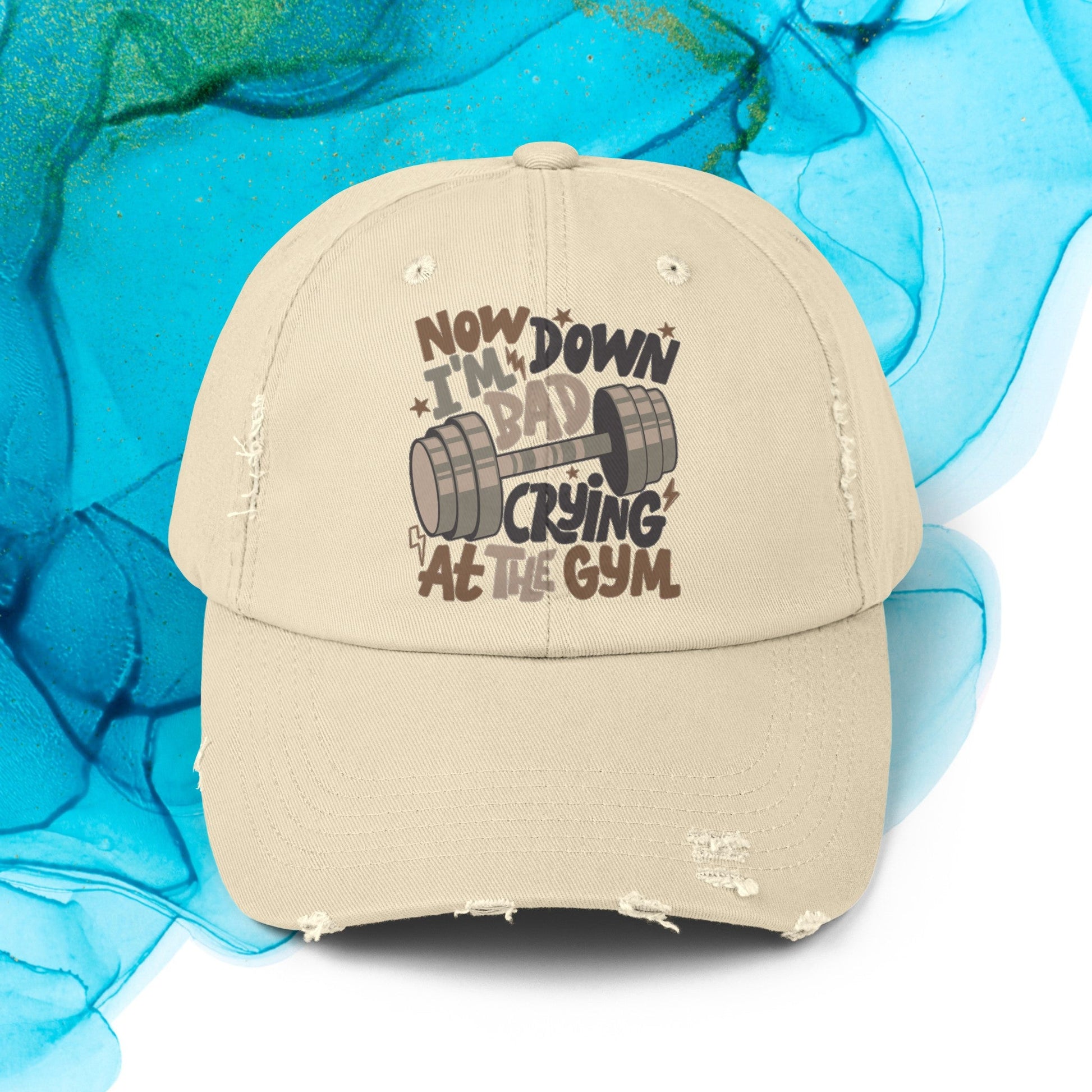 Down Bad Crying at The Gym Distressed Cap - Awfullynerdy.co