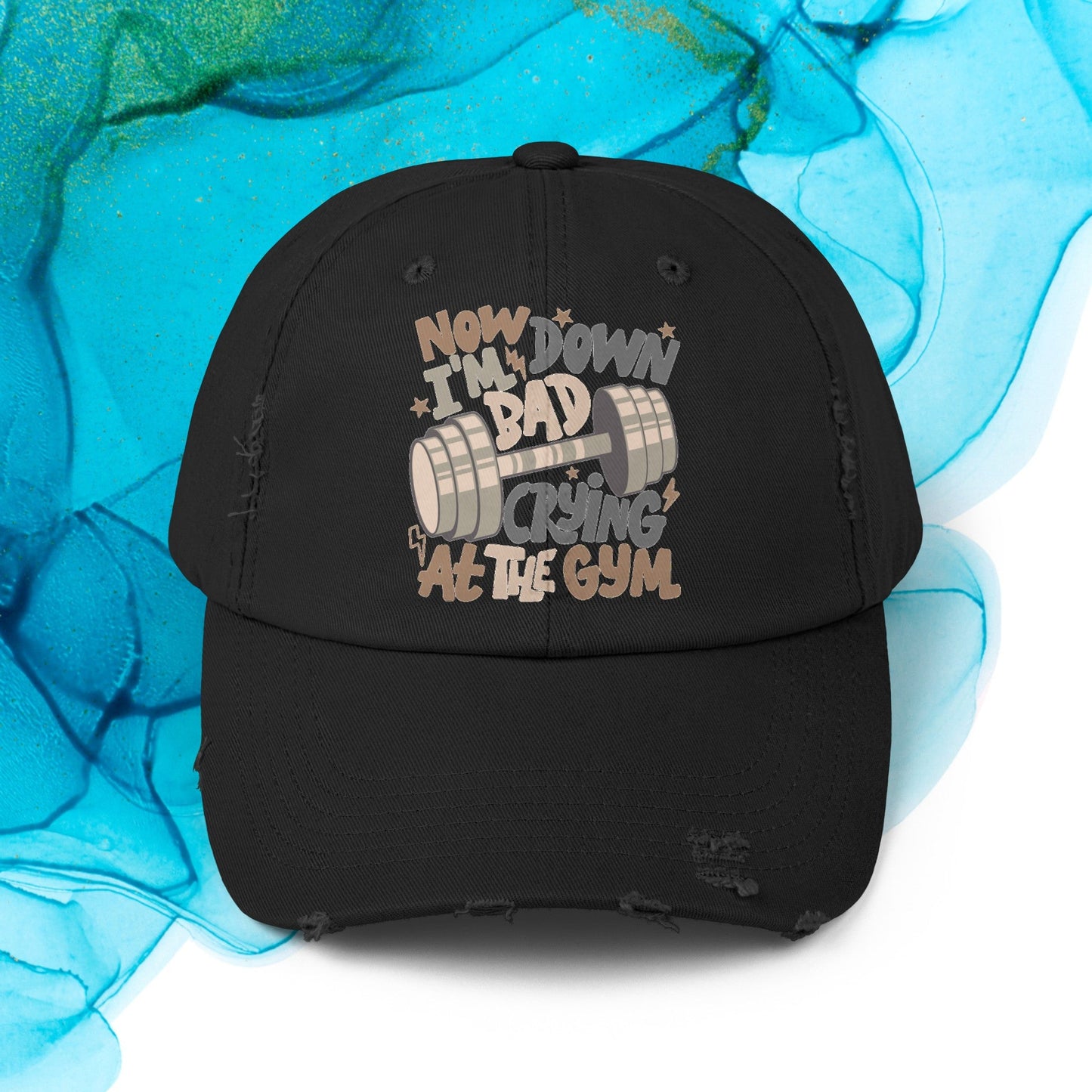 Down Bad Crying at The Gym Distressed Cap - Awfullynerdy.co