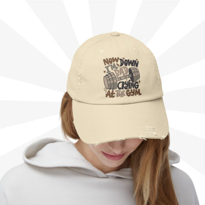 Down Bad Crying at The Gym Distressed Cap - Awfullynerdy.co