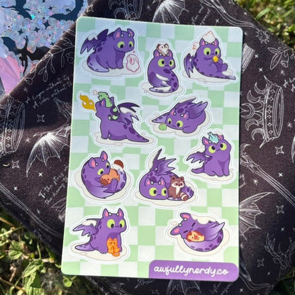 Dragon Matte Sticker Sheet | Kawaii Aesthetic Stickers | Planner Stickers | Journal Stickers | Scrapbooking | Stationery Gift - Awfullynerdy.co