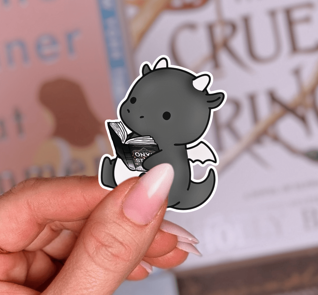 Dragon Reading a Book Laminated Sticker - Awfullynerdy.co