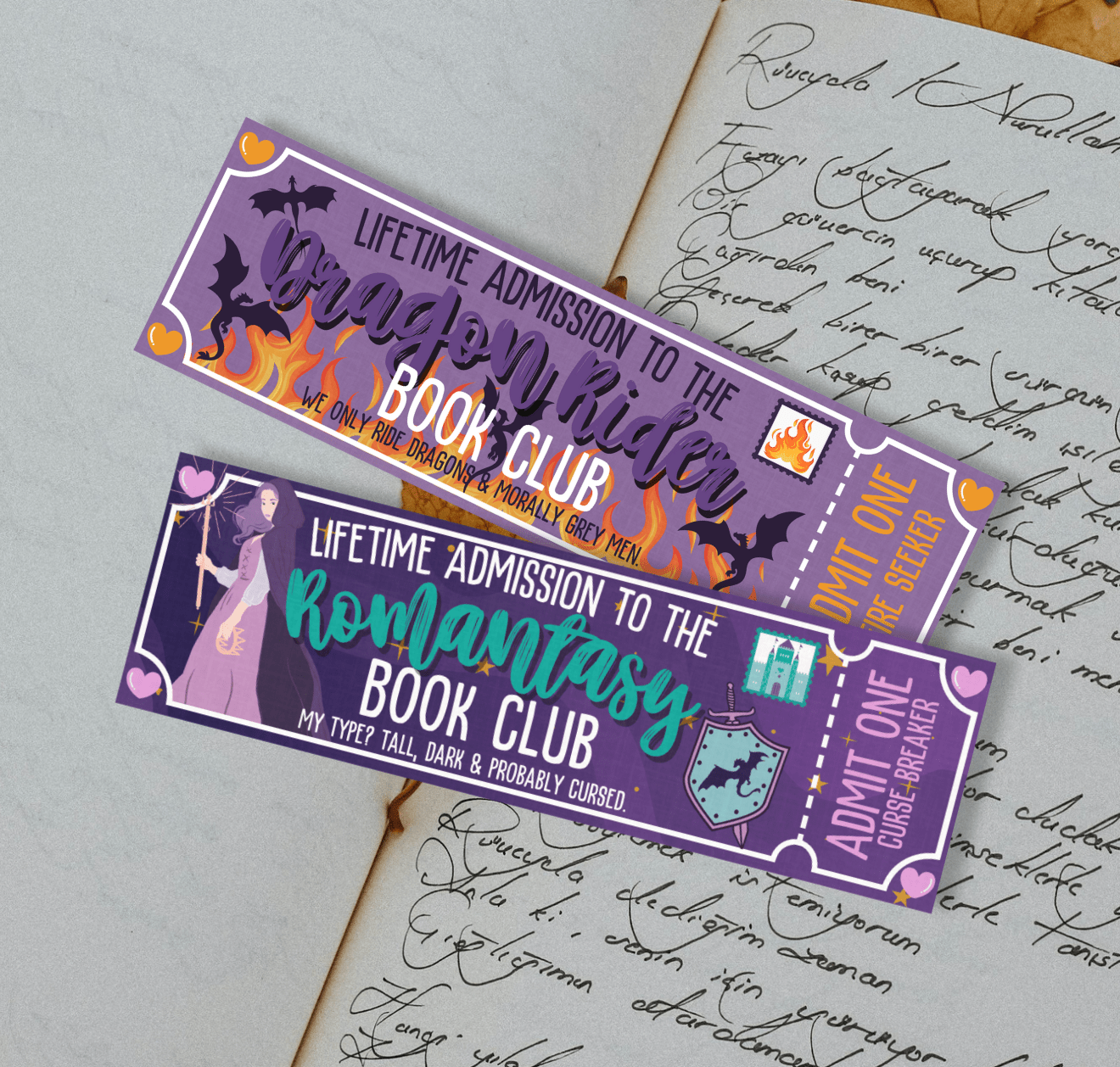 Dragon Rider/Romantasy Book Club Dual - Sided Matte Cardstock Bookmark - Awfullynerdy.co