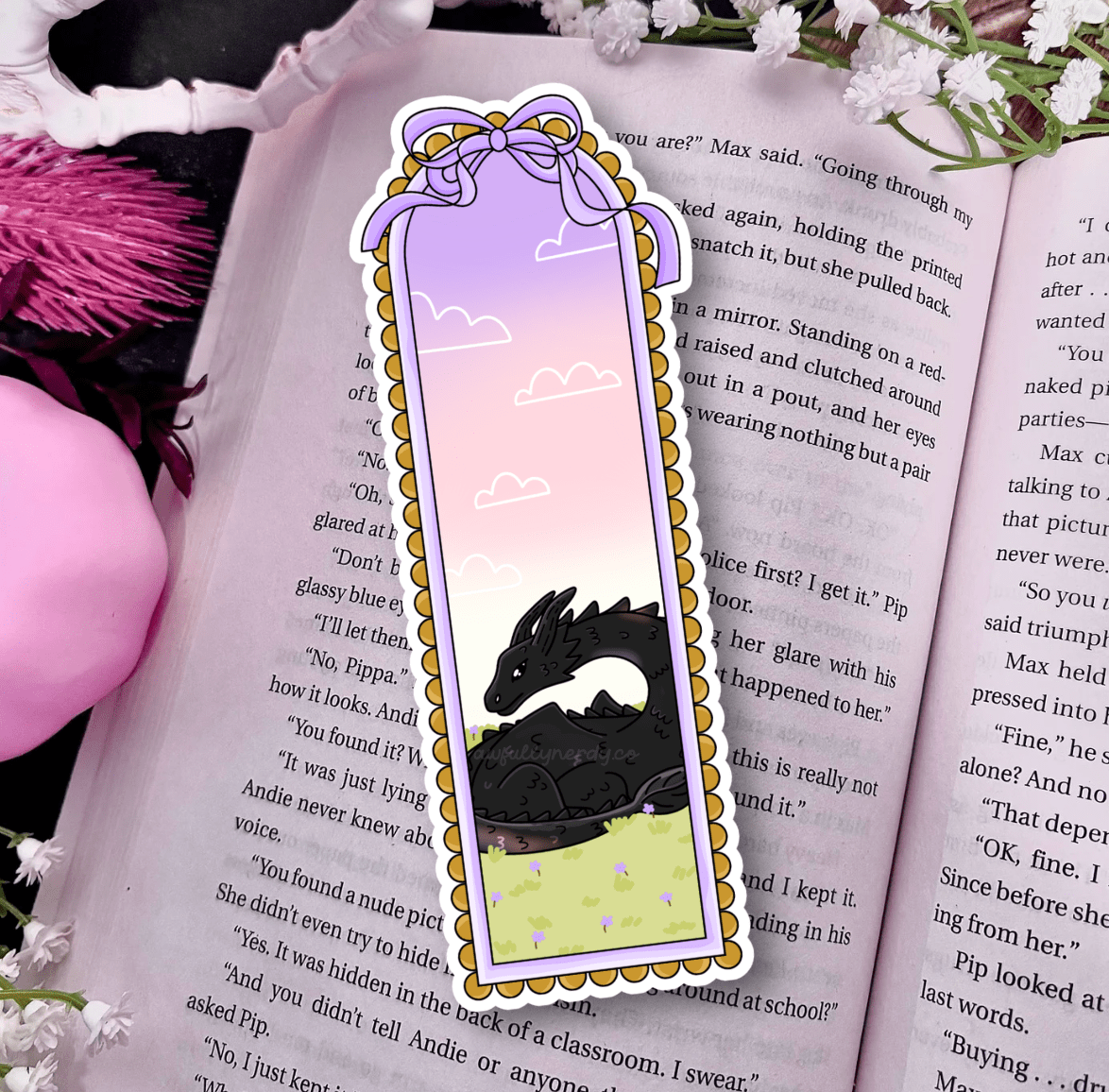 Dragon View Die - Cut Sparkle Bookmark - Awfullynerdy.co