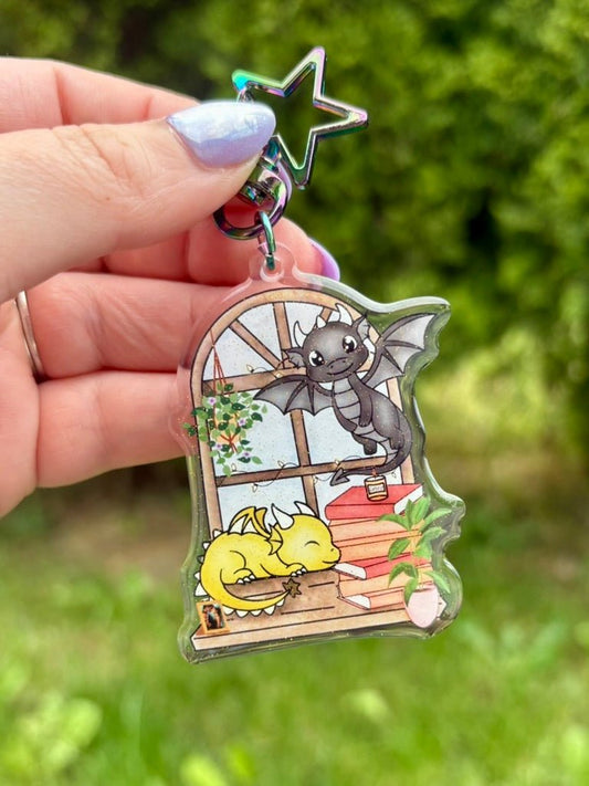 Dragon Window Watchers Sparkly Dual Sided Hook Clasp Keychain - Awfullynerdy.co
