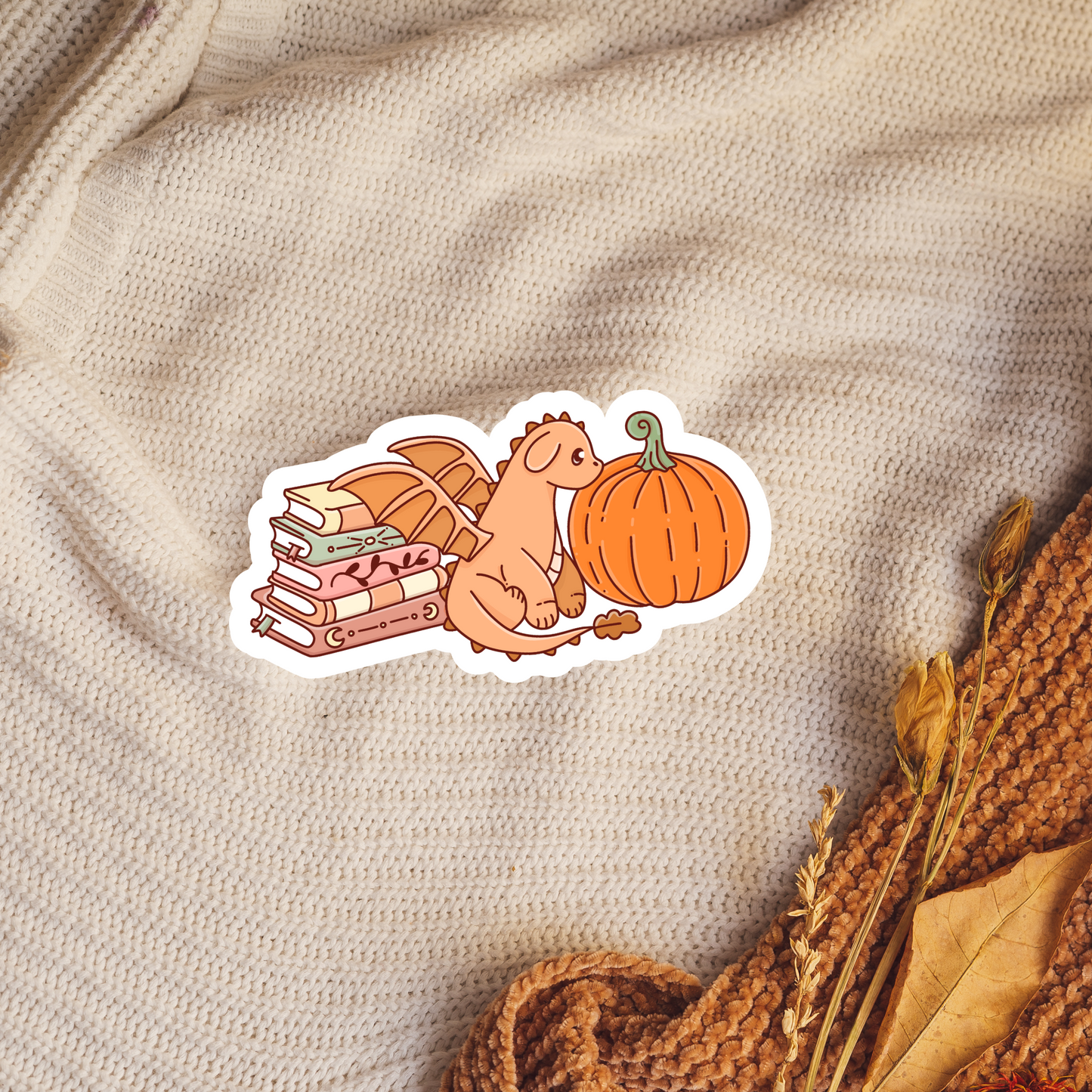 Autumn Dragon and Books Sticker