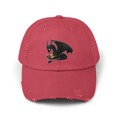 Dragons Reading Fourth Wing Distressed Cap - Awfullynerdy.co