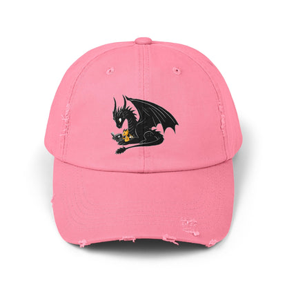 Dragons Reading Fourth Wing Distressed Cap - Awfullynerdy.co