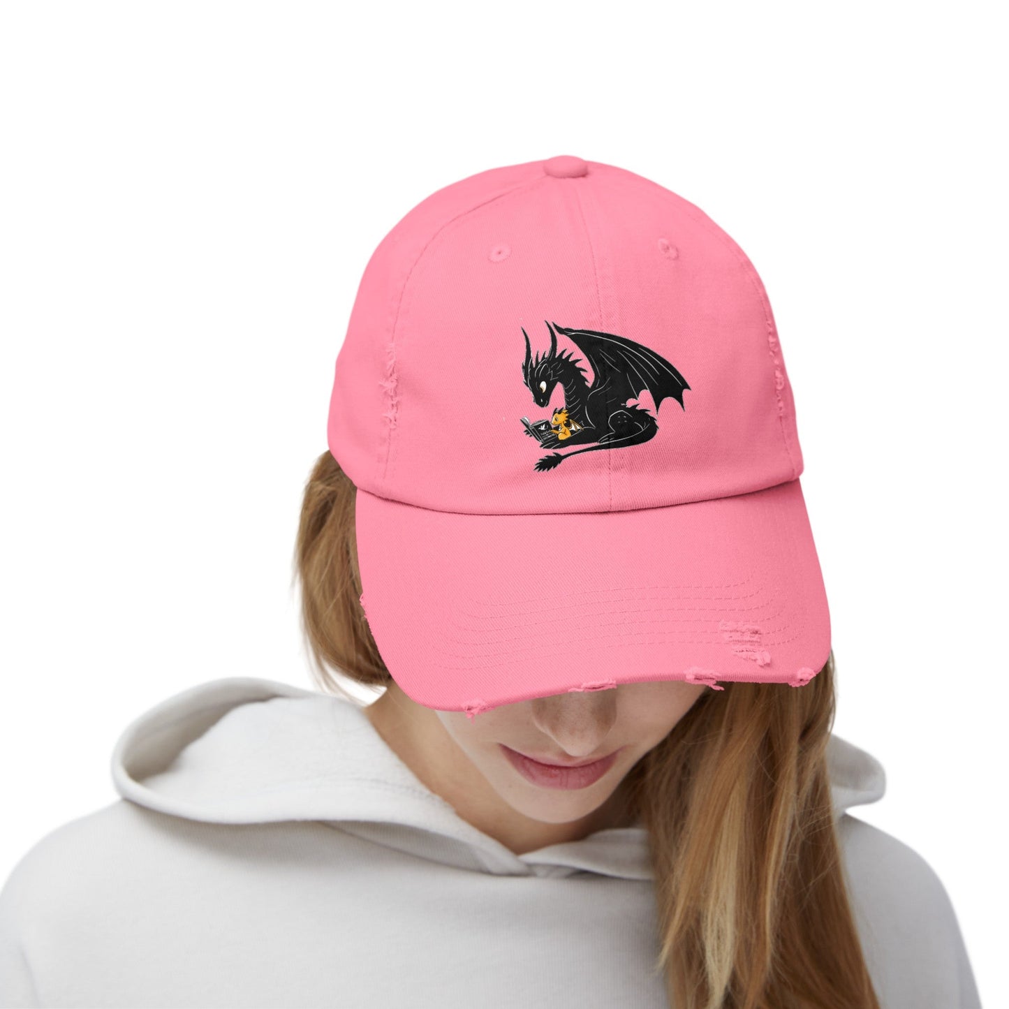 Dragons Reading Fourth Wing Distressed Cap - Awfullynerdy.co