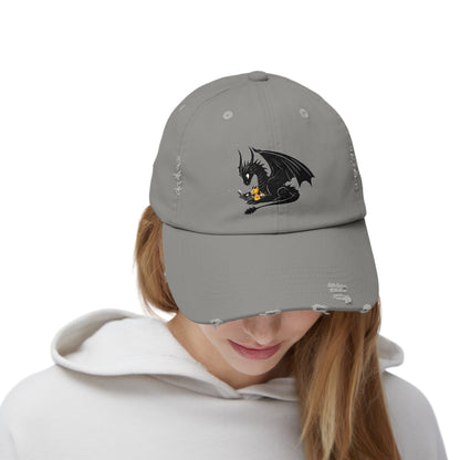 Dragons Reading Fourth Wing Distressed Cap - Awfullynerdy.co