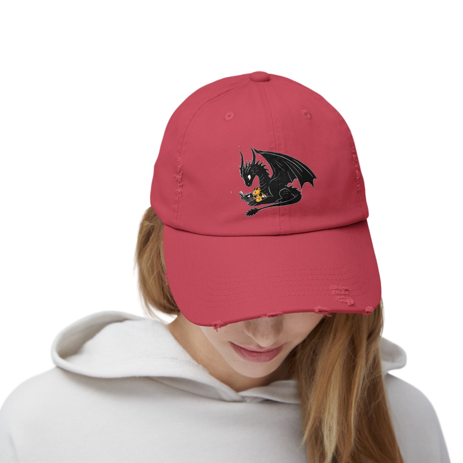 Dragons Reading Fourth Wing Distressed Cap - Awfullynerdy.co