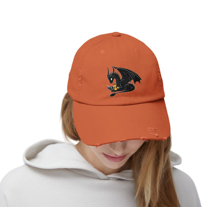 Dragons Reading Fourth Wing Distressed Cap - Awfullynerdy.co