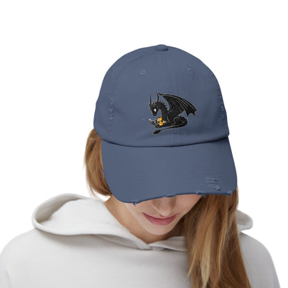 Dragons Reading Fourth Wing Distressed Cap - Awfullynerdy.co