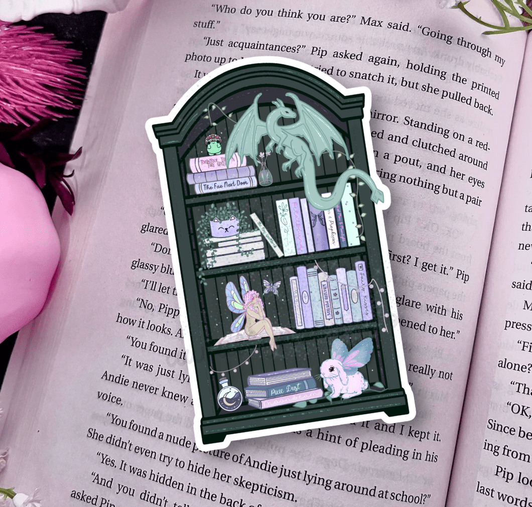 Fairy Dragon Bookshelf Die - Cut Sparkle Bookmark - Awfullynerdy.co