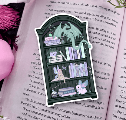 Fairy Dragon Bookshelf Die - Cut Sparkle Bookmark - Awfullynerdy.co