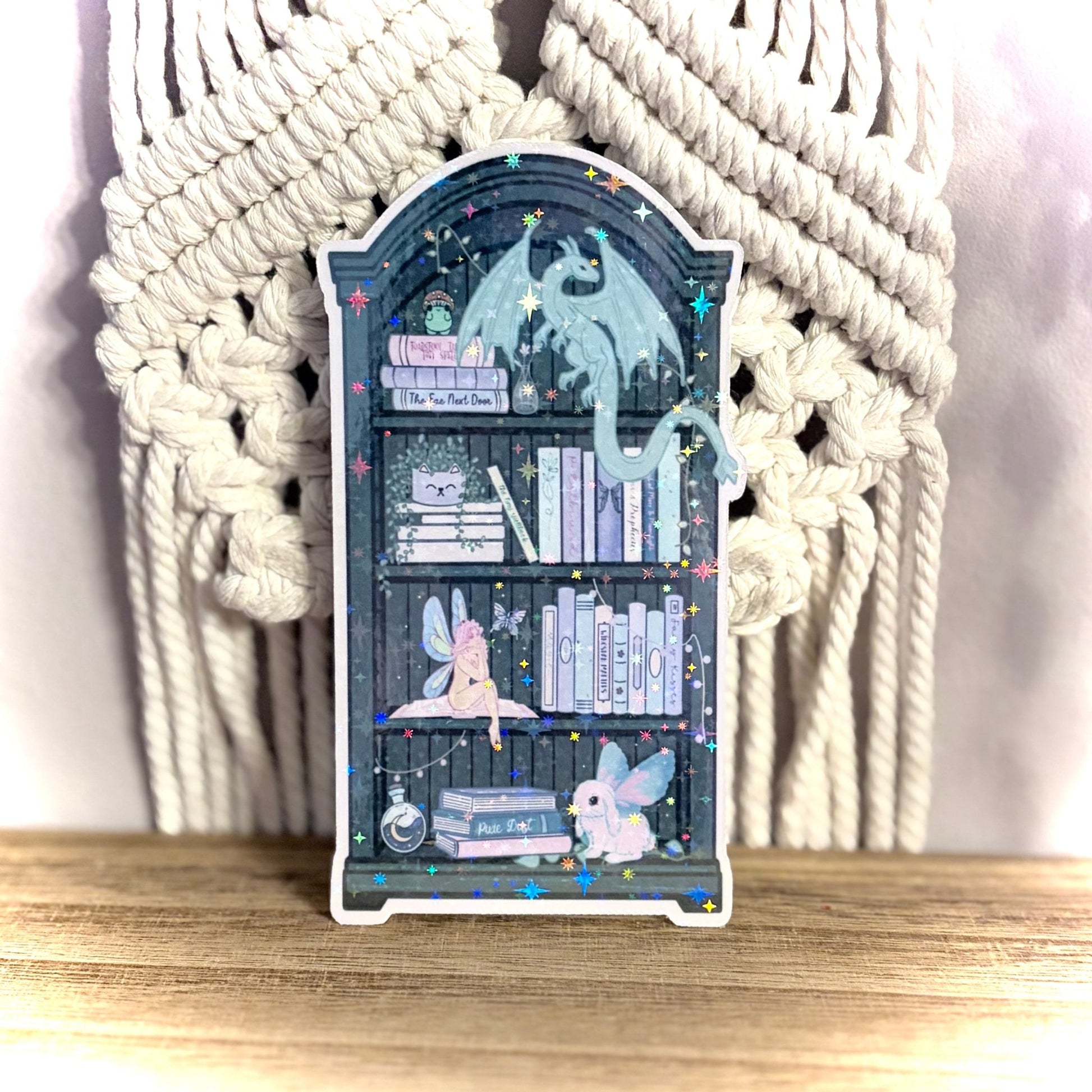 Fairy Dragon Bookshelf Die - Cut Sparkle Bookmark - Awfullynerdy.co