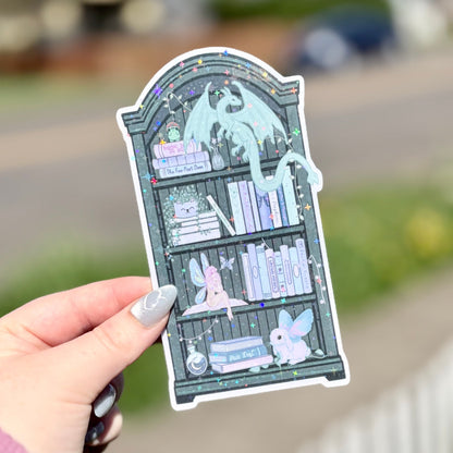Fairy Dragon Bookshelf Die - Cut Sparkle Bookmark - Awfullynerdy.co