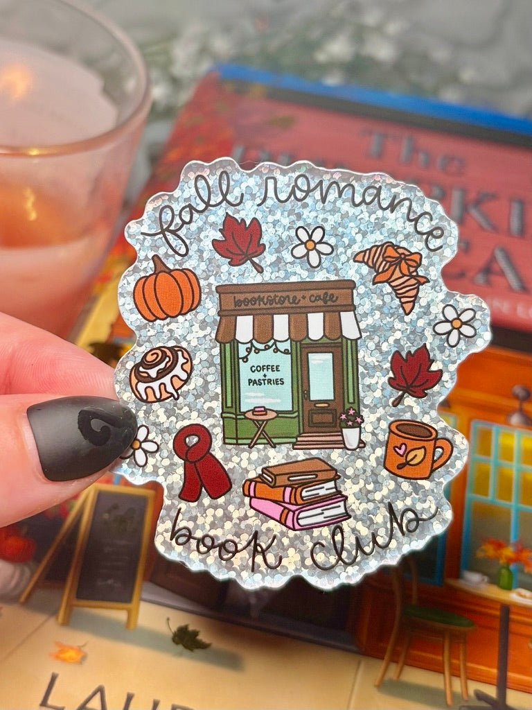 Fall Romance Book Club Glitter Sticker - Awfullynerdy.co