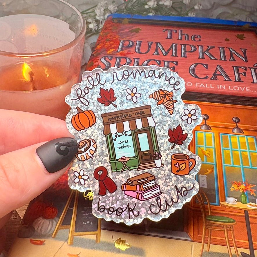 Fall Romance Book Club Glitter Sticker - Awfullynerdy.co