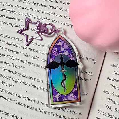 Fantasy Dragon Holographic Keychain – Stained Glass Inspired Window Design - Awfullynerdy.co