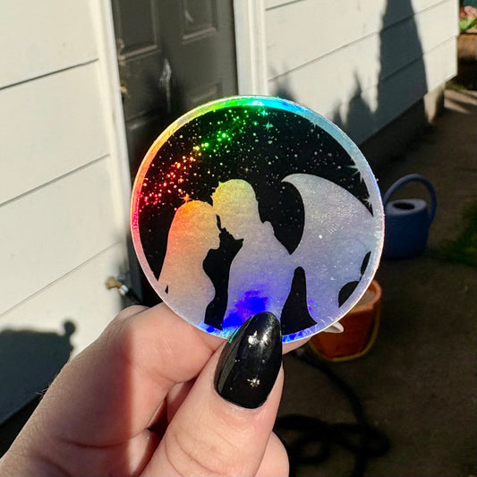 Feyre and Rhysand Velaris Dark Holographic Sticker - Awfullynerdy.co