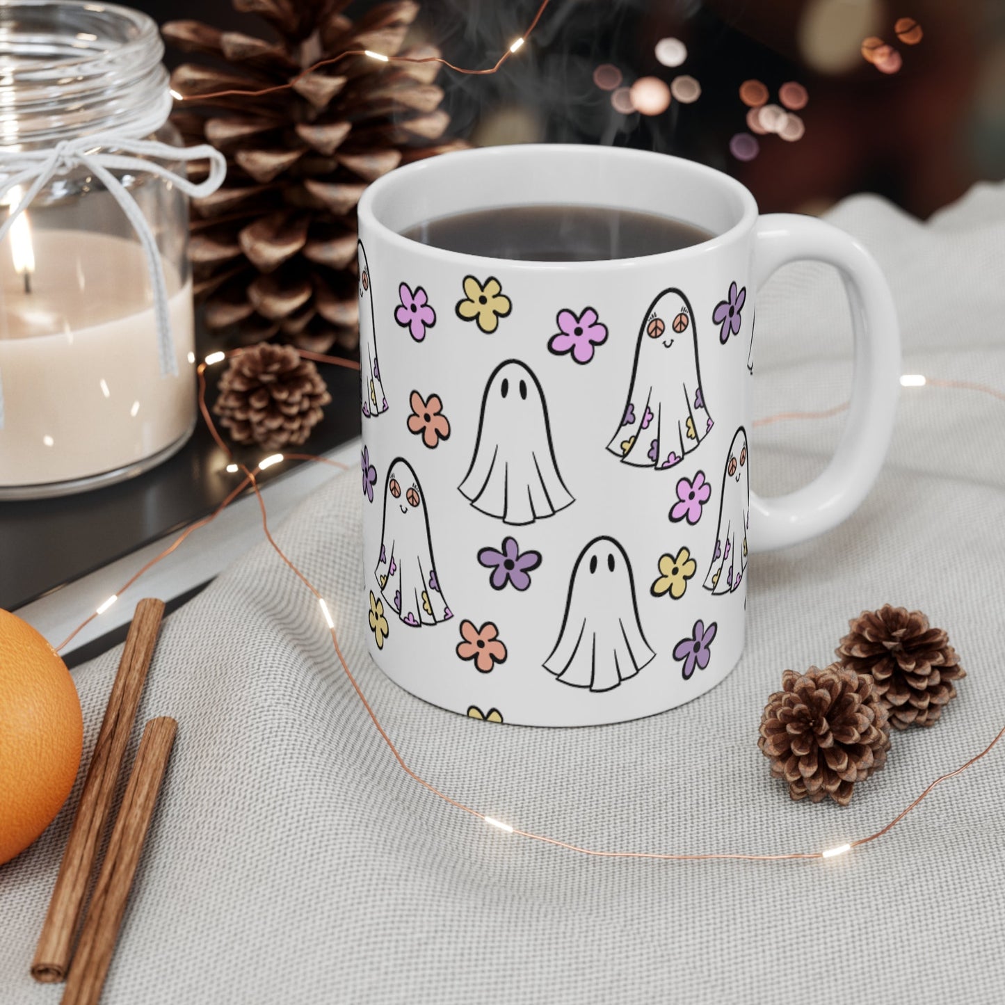 Floral Ghost Design Mug 11oz - Awfullynerdy.co