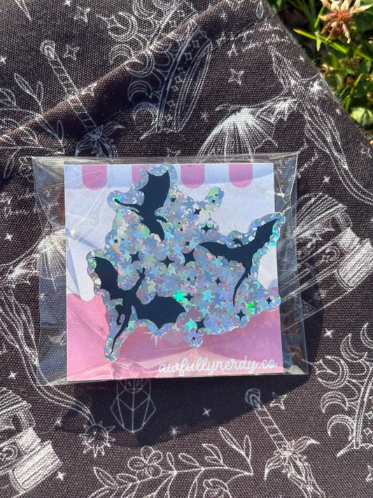 Flying Dragons Sparkle Acrylic Pin - Awfullynerdy.co