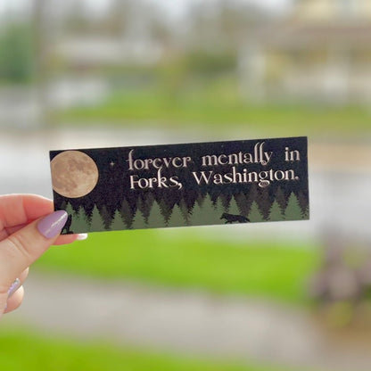 Forever Mentally in Forks Dual - Sided Snow Sparkle Cardstock Bookmark - Awfullynerdy.co