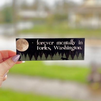 Forever Mentally in Forks Dual - Sided Snow Sparkle Cardstock Bookmark - Awfullynerdy.co