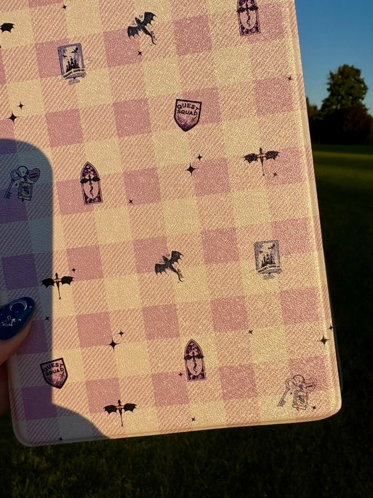 Fourth Wing Checkered Inspired Slim & Smart Kindle Case – Clear Back with Auto Sleep/Wake - Awfullynerdy.co