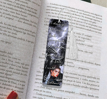 Fourth Wing Inspired Tairn and Violet Metal Bookmark - Awfullynerdy.co