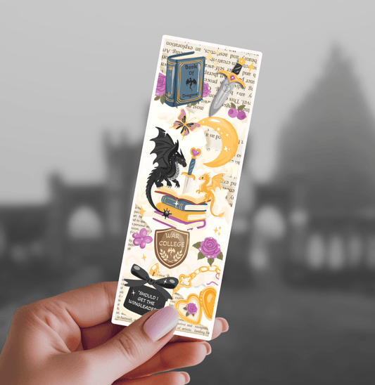 Fourth Wing Inspired Violet Symbols Cardstock Bookmark - Sparkle Finish - Awfullynerdy.co