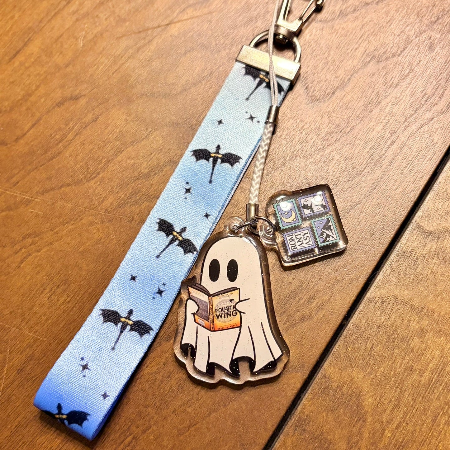 Fourth Wing Phone Wrist Strap with Charms + Phone Tab - Awfullynerdy.co