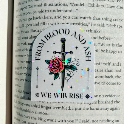 From Blood and Ash We Will Rise Sparkle Sticker - Awfullynerdy.co