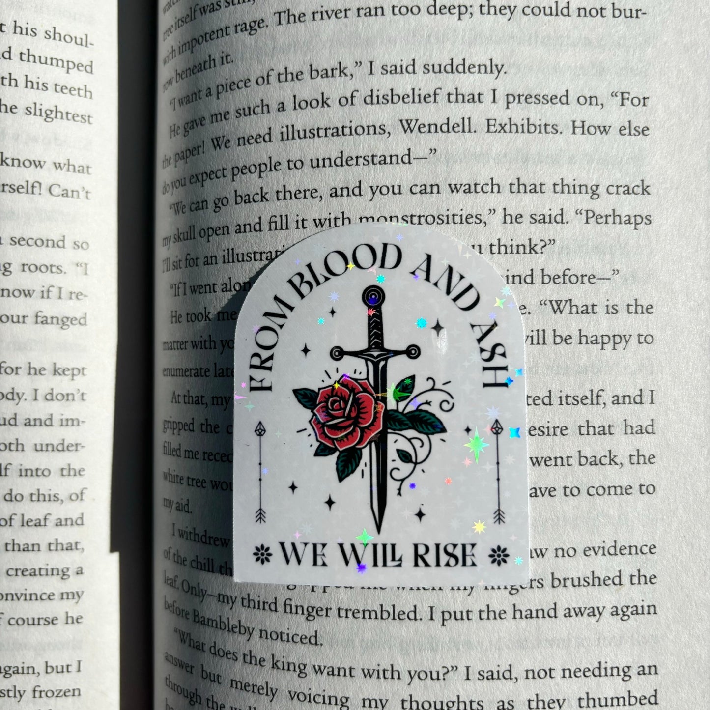 From Blood and Ash We Will Rise Sparkle Sticker - Awfullynerdy.co