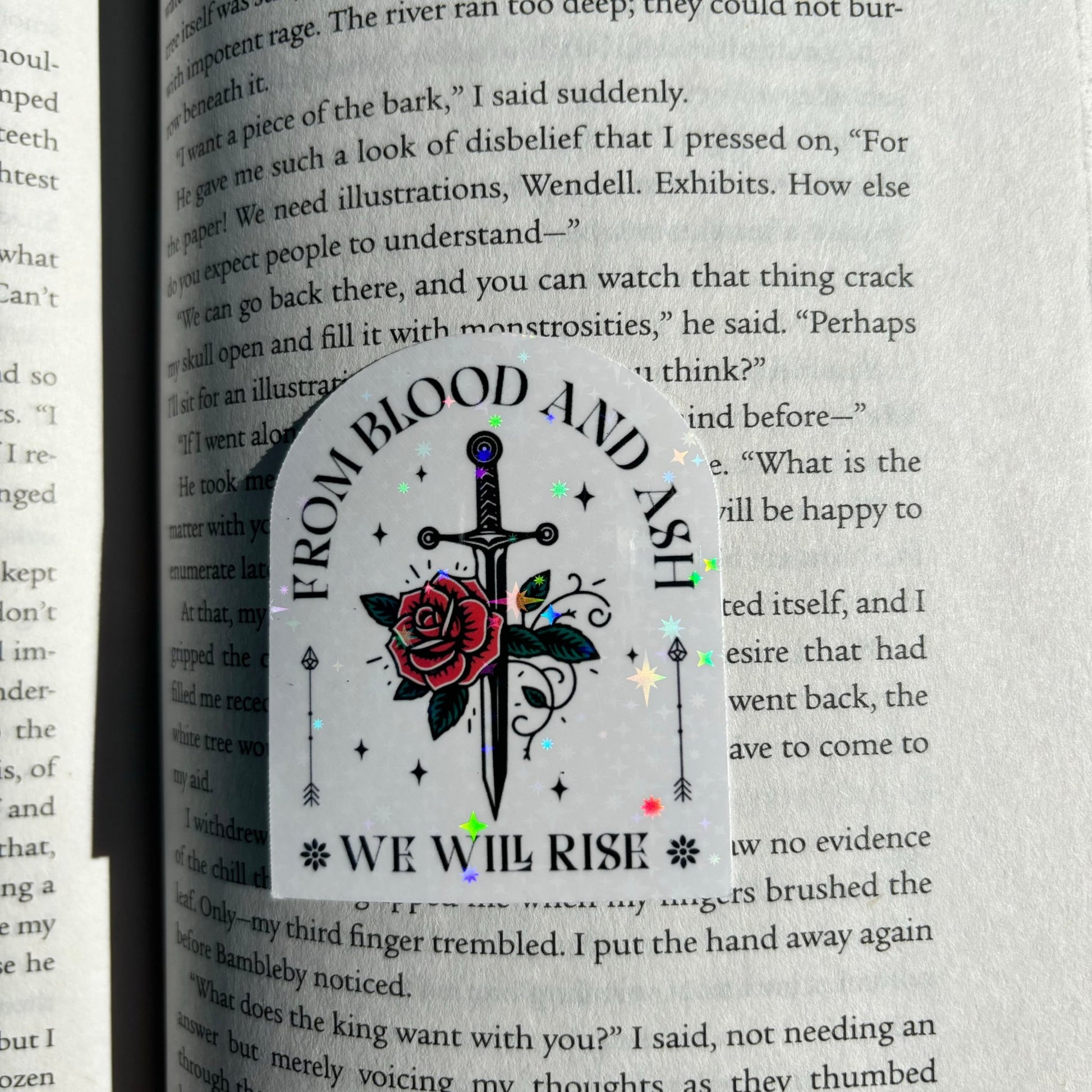 From Blood and Ash We Will Rise Sparkle Sticker - Awfullynerdy.co