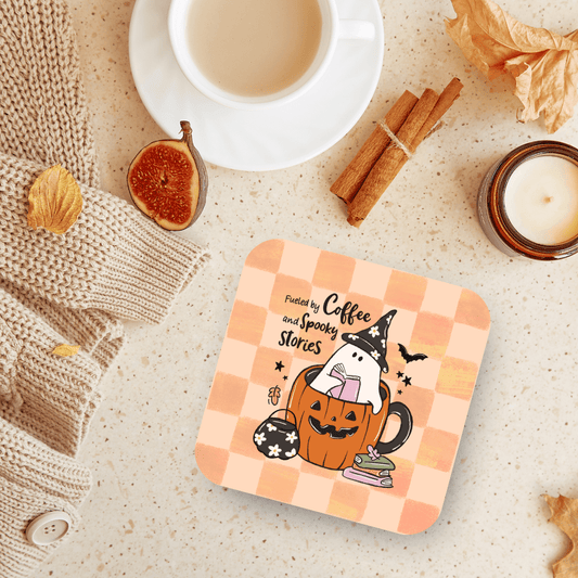 Fueled by Coffee and Spooky Stories Coaster - ONE Coaster - Awfullynerdy.co