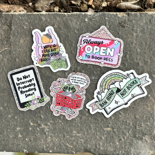 Fun Bookish Mini Glitter Stickers - Awfullynerdy.co