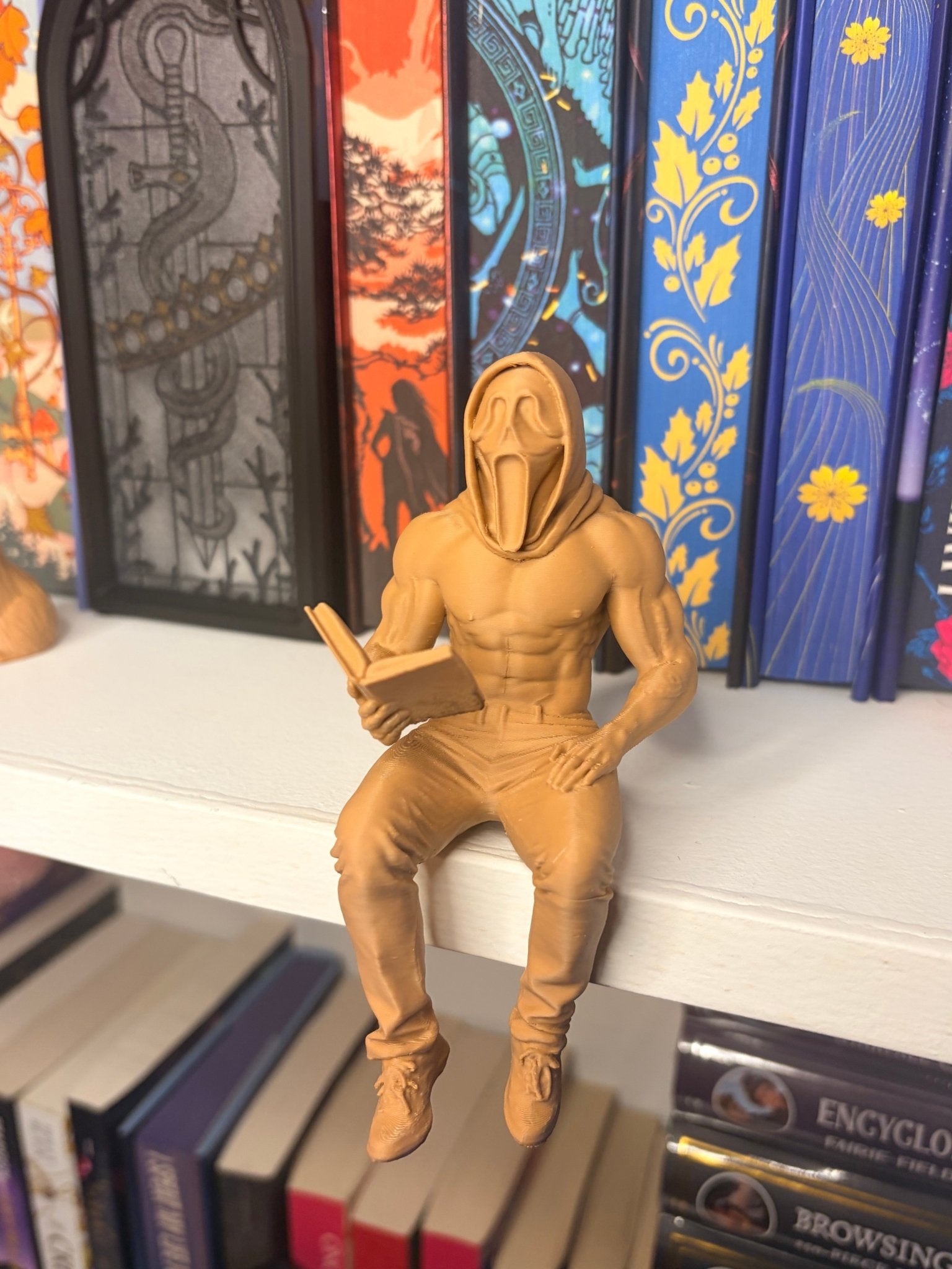 Ghost Face Reading a Book 3d Printed Bookshelf Decor - Awfullynerdy.co