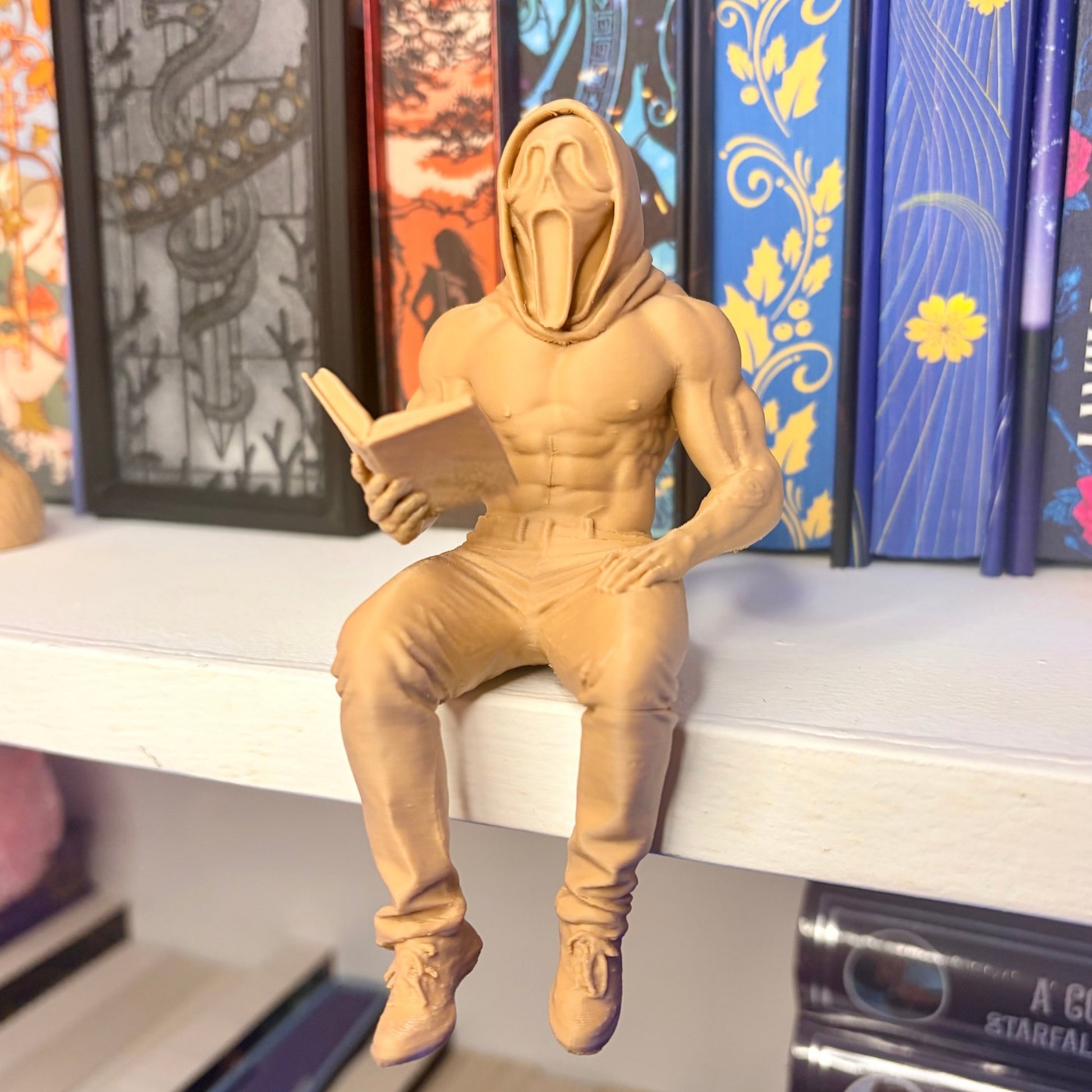 Ghost Face Reading a Book 3d Printed Bookshelf Decor - Awfullynerdy.co