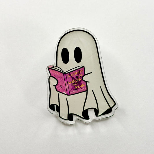 Ghost Reading A Court of Wings and Ruin 1.5 Pin - Awfullynerdy.co