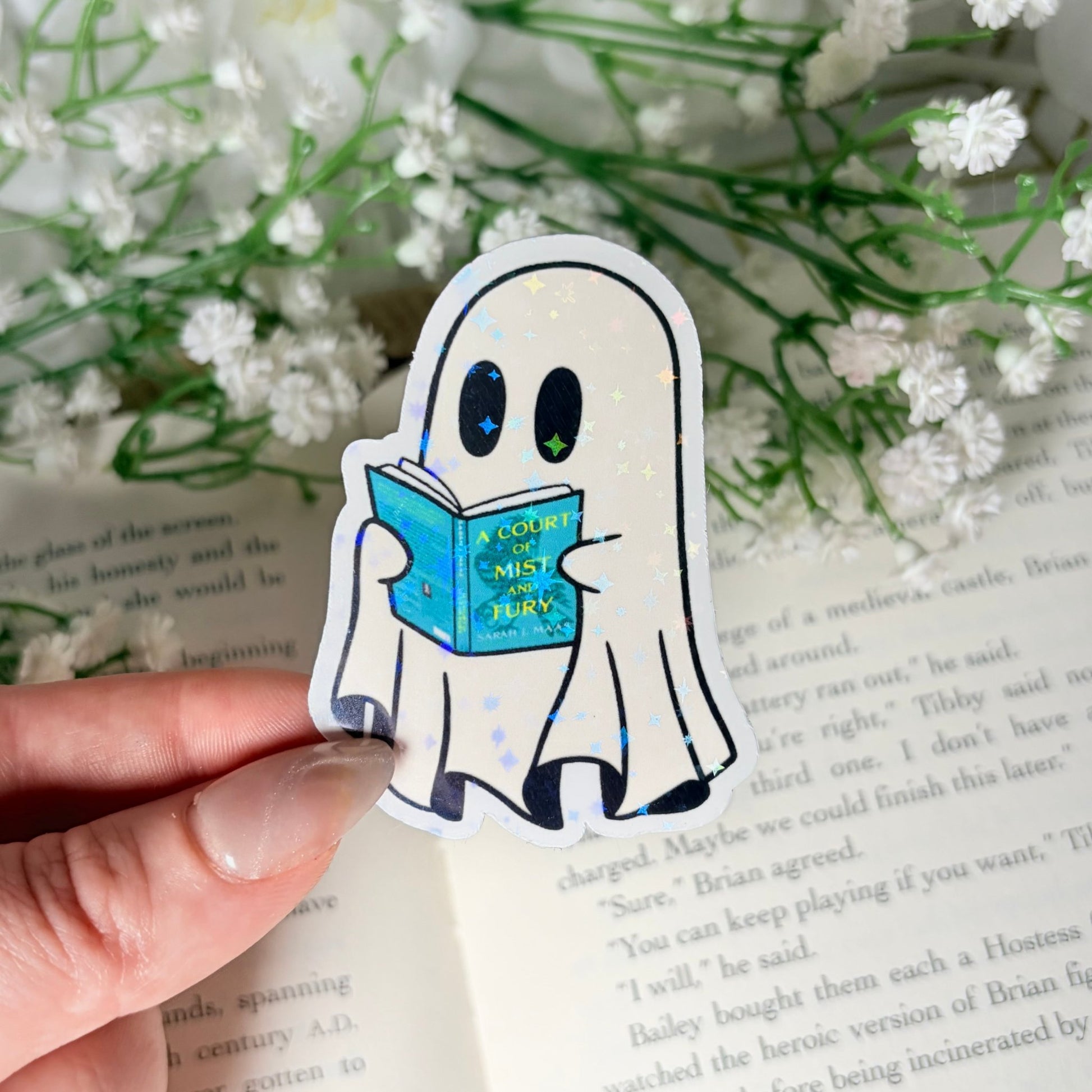 Ghost Reading ACOTAR Sticker - Awfullynerdy.co
