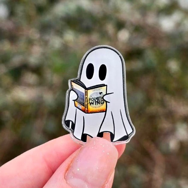 Ghost Reading Fourth Wing Pin - Awfullynerdy.co