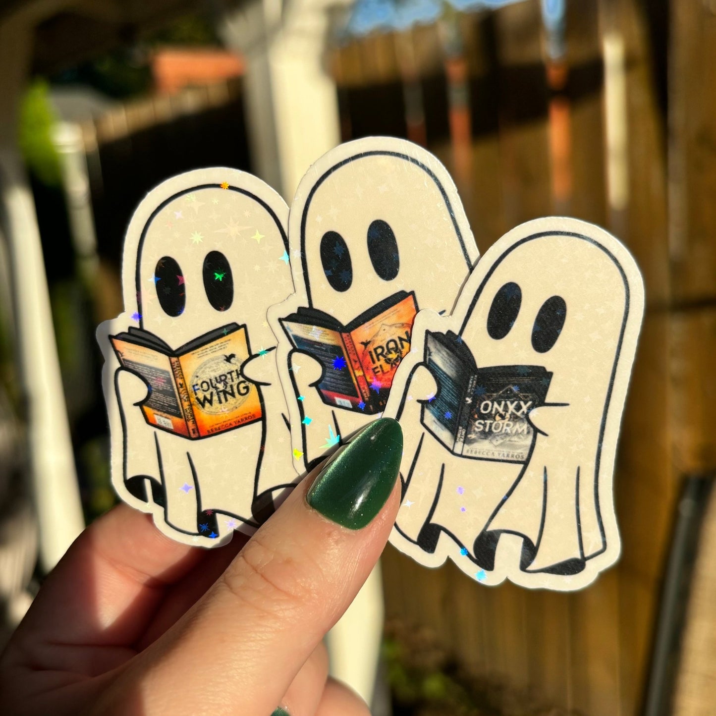 Ghost Reading Fourth Wing Trio Sticker Bundle - Awfullynerdy.co