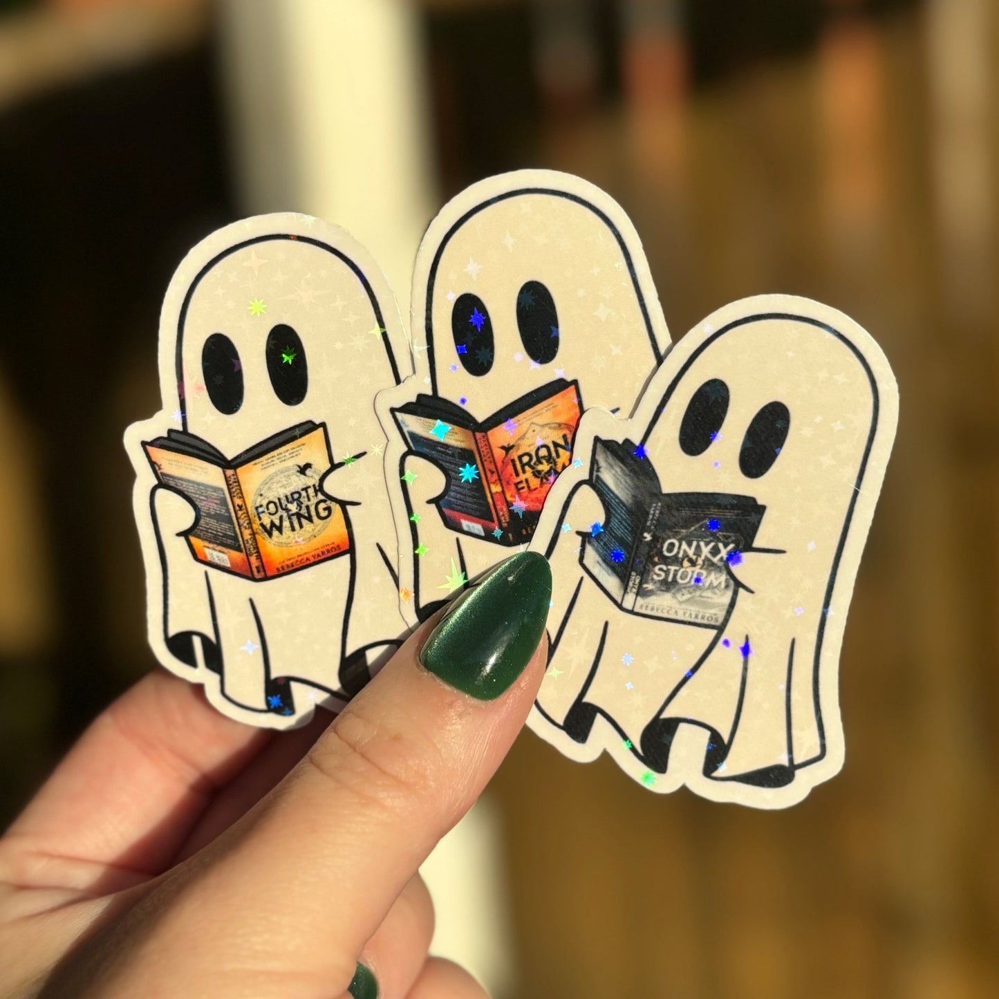 Ghost Reading Fourth Wing Trio Sticker Bundle - Awfullynerdy.co